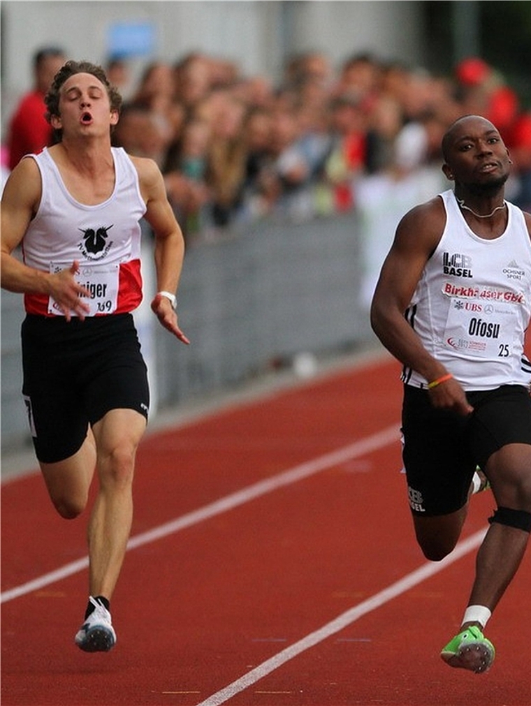 Yanick Heiniger (links) konnte sich erstmals in der Kategorie Männer für den 100-m-Halbfinal qualifizieren. (Bild zvg.)
