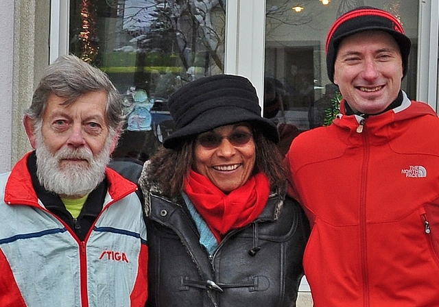 Ernst Züfle, Rosa Moreira und Adrian Brennwald (von links). (Bild Thomas Auer)