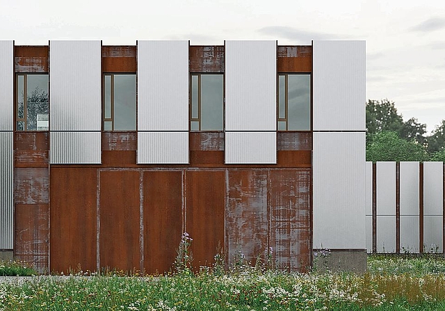 So soll der Erweiterungsbau des Sammlungszentrums in Affoltern eines Tages ausehen. Derzeit ist ungewiss, wann der Baustart erfolgt. (Visualisierung Zimmermann Sutter Architekten AG/indievisual.ch)