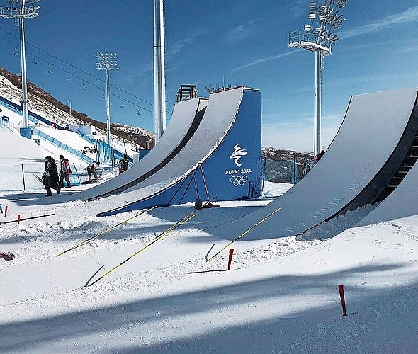 Die Schanzen-Anlage der Skiakrobaten.
