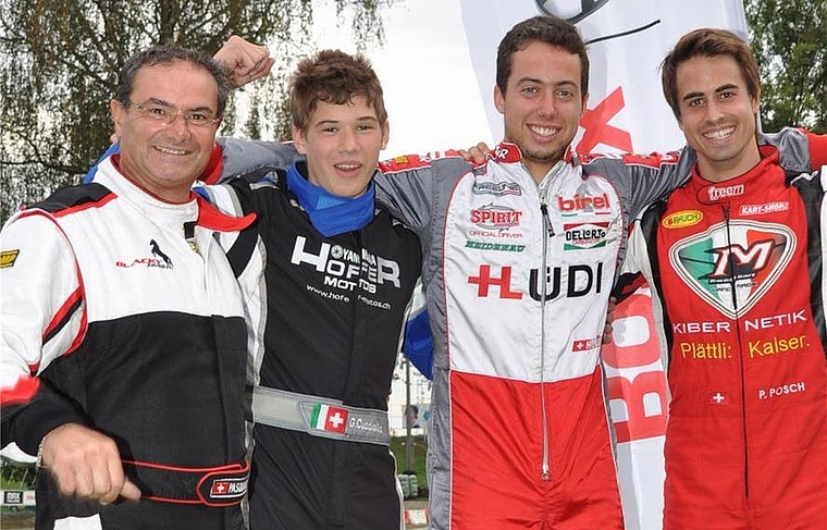 Die Schweizer am Weltfinale; von links: Pasquale Serratore (DD2-Master), Giuliano Cucciolillo (Junior), Kevin Lüdi (DD2) und Pascal Posch (Senior). (Bild zvg.)