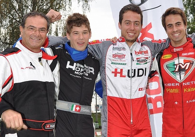 Die Schweizer am Weltfinale; von links: Pasquale Serratore (DD2-Master), Giuliano Cucciolillo (Junior), Kevin Lüdi (DD2) und Pascal Posch (Senior). (Bild zvg.)