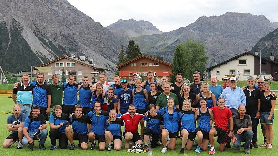 Zum 100-Jahre Vereinsjubiläum war der TV Hausen an der Sportstafette in Arosa mit vier Teams vertreten. <em>(Bilder zvg.)</em>
