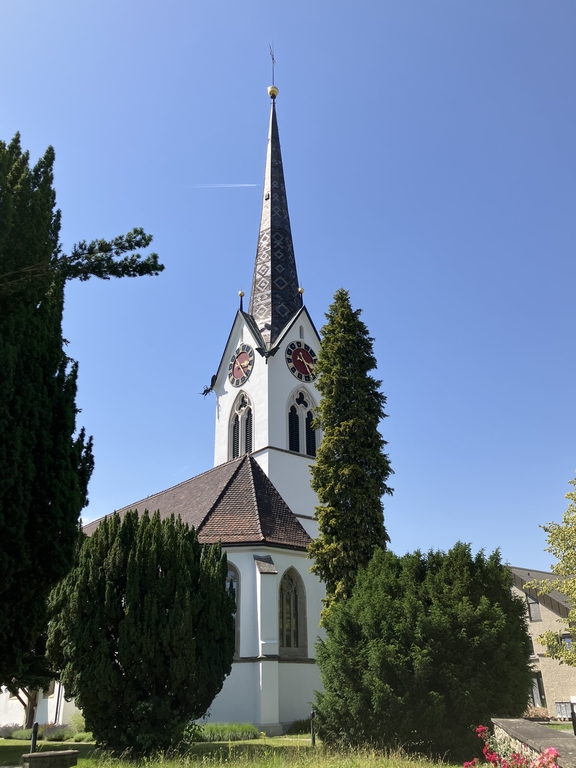 Der 60 Meter hohe Kirchturm von Mettmenstetten. (Bilder Marianne Voss)